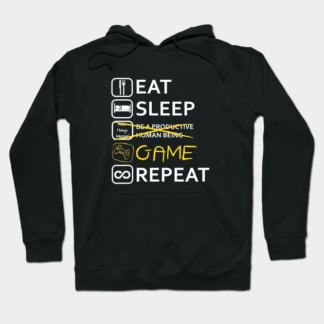 Eat Sleep Game and Repeat Hoodie by Jadderman